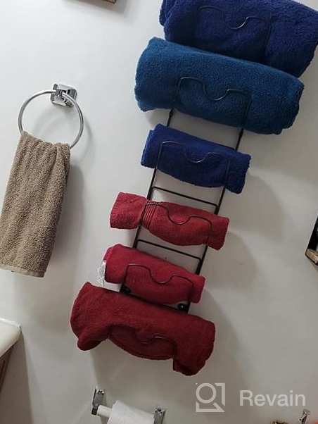 img 1 attached to Wall Mounted 6-Compartment Metal Wine Rack Towel Shelf Holder - Perfect For Bathroom Hand Towels & Washcloths Storage - White review by Joshua Johnson