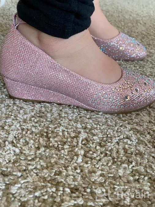 img 1 attached to Sparkling Furdeour Girls Glitter Wedge Dress Shoes: Perfect for Weddings, Parties & Flower Girls review by Chad Blanchet