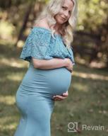 img 1 attached to Stretchy Maxi Photography Dress With Ruffles And Off-Shoulder Lace Design For Maternity By Molliya review by Tammy Cooley