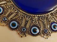 img 1 attached to Erbulus Turkish X-Large Glass Blue Evil Eye Wall Hanging Ornament Round Design - Metal Home Decor - Nazar Bead Amulet Protection Good Luck Charm Gift (Blue) review by Rachael Young