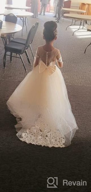 img 1 attached to Abaowedding Kids Trailing Gowns with Lace Embroidery and Sheer Long Sleeves review by Ken Cudal