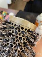img 1 attached to Boar Hair Round Brush 2 Inch | Professional Ceramic Barrel Hair Brush With Boar Bristle For Women | Medium Length Blow Drying & Flip Styling review by Darius Slater