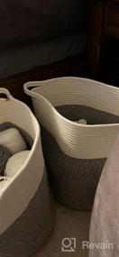img 8 attached to Organize In Style With YOUDENOVA Cotton Rope Cube Storage Baskets - 13X13 Round Woven Baskets For Modern Storage Décor - Pack Of 2 - Grey&Cream White