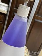 img 1 attached to Refillable Hand Soap Dispenser With Pump - 2 Pack Of Shatter Resistant Glass Container With Non-Slip Silicone Sleeve - Dishwasher Safe, 12Oz Each - Ideal For Bathroom - Periwinkle Color - Cleancult review by Bill Wasson