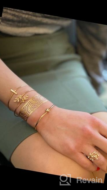 img 1 attached to Chic and Stylish 19pcs Stackable Open Cuff Wrap Bangle Bracelets: 🌸 Rose Gold & Gold Bracelet Set for Women, Perfect Gifts for Girls review by Dan Ball