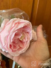 img 8 attached to Реалистичный букет UKELER Pink Austin Roses - 4 латексных искусственных цветка для свадеб, домашнего декора, композиций и подарков на День святого Валентина