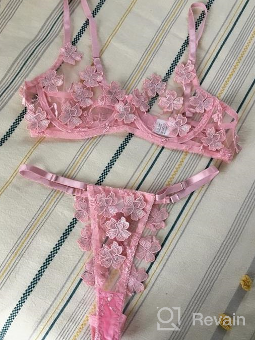 img 1 attached to 🌸 Stunning 2-Piece Lace Embroidered Bralette Floral Lingerie Set - Bridal Eyelash Bra and Panty Set with Mesh Underwear - Elegant Negligee review by Aaron Hawk