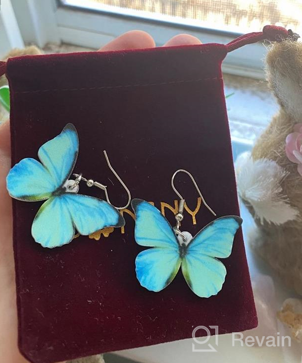 img 1 attached to Bonsny Morpho Menelaus Butterfly Earrings: Stunning Fashion Insect Jewelry for Women and Girls review by Brett Martinez