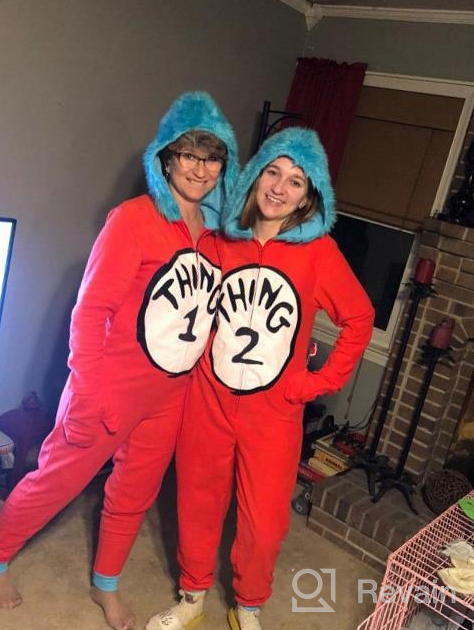 img 1 attached to Women'S Dr. Seuss Thing 1 Thing 2 Microfleece Union Suit Pajama Costume review by Nick Santos