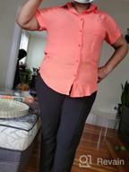 img 1 attached to Womens Short Sleeve V Neck Collared Shirt With Buttons And Pockets - Versatile Casual Blouse review by Scott Reeves