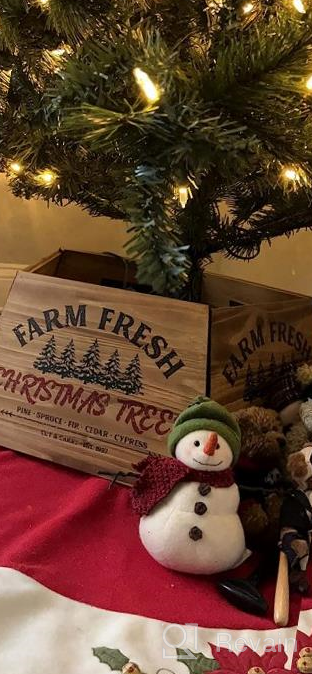 img 1 attached to Rustic Wooden Christmas Tree Collar Box For Farmhouse Decor - Vintage Weathered Wood Stand For Standard Trees In Brown review by Jim Polacek