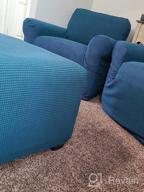 img 1 attached to H.VERSAILTEX Large Folding Storage Ottoman Slipcover Protector Form Fit Elastic Bottom Stretch High Spandex Small Checks Jacquard Fabric - Deep Teal review by Sonya Dunn