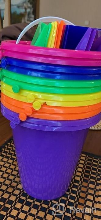 img 1 attached to Kicko Beach Toy Set, 12 Sets, 4.25 Inches, Fun Bucket, Sand Castle Toys, Plastic Beach Shovel, Building Beach Toys For Kids With Tools And Bucket review by Megan Green