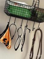 img 1 attached to MDesign Metal Wire Farmhouse Wall Decor Storage Organizer Divided Basket With 6 Hooks For Entryway, Hallway, Mudroom, Bedroom, Bathroom, Laundry Room - Wall Mount - Chrome review by Mary Deng