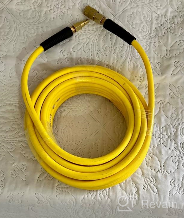 img 1 attached to YOTOO Hybrid Air Hose 1/4-Inch By 50-Feet 300 PSI Heavy Duty, Lightweight, Kink Resistant, All-Weather Flexibility With 1/4-Inch Industrial Quick Coupler Fittings, Bend Restrictors, Yellow review by Juan Lukas