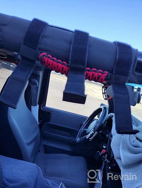 img 1 attached to Red 2Pcs Jeep Gladiator JT 1945-2021 Upgrade Roll Bar Grab Handles With Dome Light, Paracord Grips Fit 2.0-4.0 Inch Rods CJ YJ TJ JK JL & Gladiator Accessories review by David Stewart