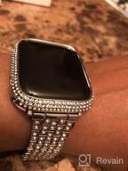 img 1 attached to WFEAGL Compatible For Apple Watch Band 38Mm 40Mm 41Mm Series 7 6 5 4 3 2 1 SE Women, Slim Bling Diamond Jewelry Rhinestone Iwatch Band, Stainless Steel Metal Wristband Strap review by Justin Cage