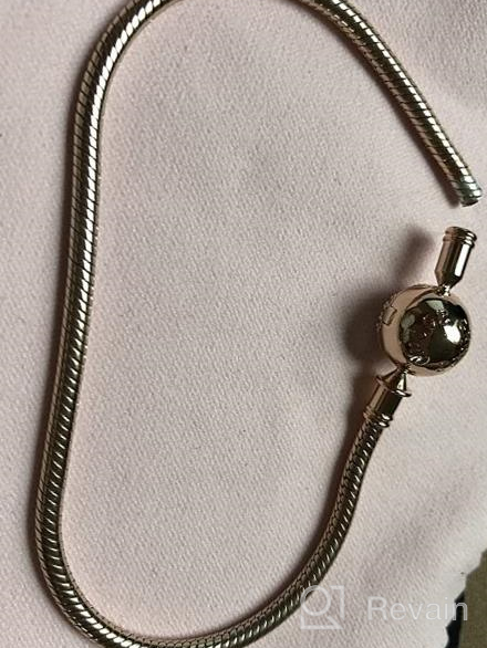 img 1 attached to 🌹 GNOCE Sterling Silver Rose Gold Plated Charm Bracelet - DIY Snake Chain with Crystal Round Shape Clasp, Endearing Gifts for Her review by Tara Cooper