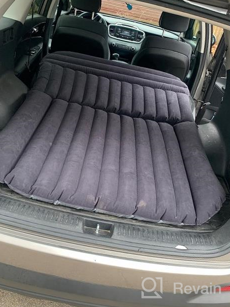 img 1 attached to QDH SUV Air Mattress: Thickened Car Bed For Comfort & Convenience - Portable Inflatable With Air-Pump - Camping Blow Up Mattress (Blue/Black) review by Matthew Henderson