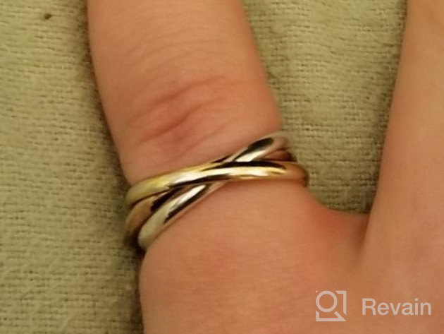 img 1 attached to 💍 High-Polish Triple Interlocked Rolling Ring in 925 Sterling Silver with Rose & Yellow Gold Flashing, Available in Half and Full Sizes 5-14 review by Jim Fuhrer