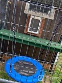 img 7 attached to Odoland 24-дюймовые детские уличные качели-блюдца - водонепроницаемые оксфордские качели на платформе для развлечения на заднем дворе - регулируемые подвесные веревки - вмещает до 2 детей - синий