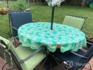 img 1 attached to Misaya Elastic Fitted Round Tablecloth - Waterproof Oil-Proof Floral Vinyl Table Cover With Flannel Backing, Fits 36"-44" Tables Perfect For Dinner, Outdoor Events, Picnics, And Parties review by Elton Luo
