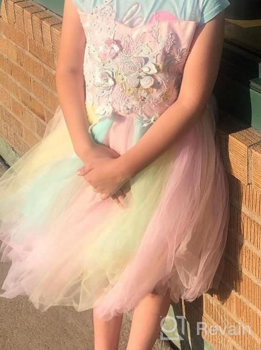 img 1 attached to 🌈 Meiqiduo 2-14T Rainbow Flower Girls Dress with Tulle, 3D Embroidery, Ideal for Princess Party, Birthday, and Formal Occasions review by Hartman Hernandez