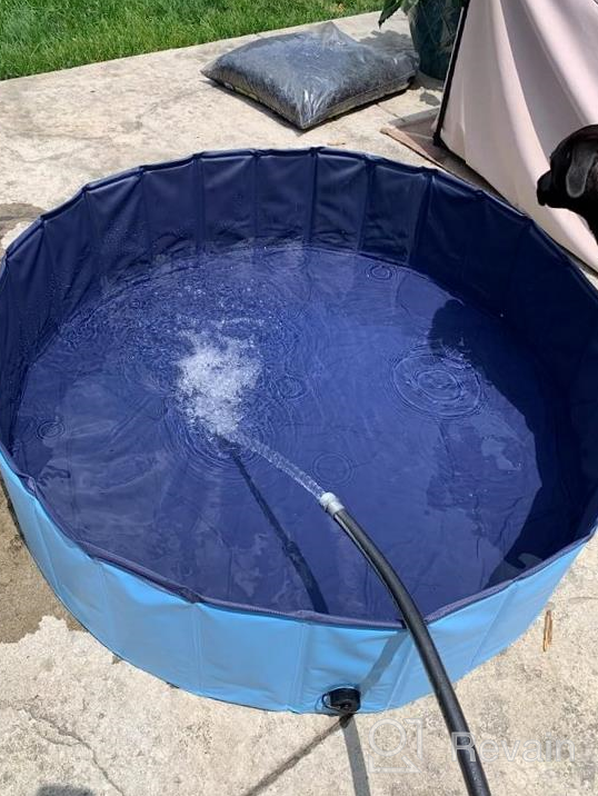 img 1 attached to Collapsible Pet Pool For Dogs, Cats, And Kids - 32 Inches In Diameter And 8 Inches In Height - Jasonwell Foldable Dog Bathing Tub In Blue review by John Goerge