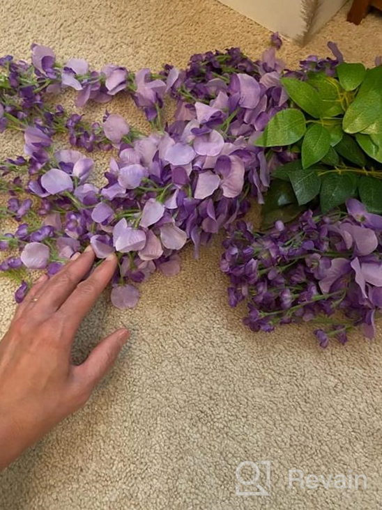 img 1 attached to 12-Pack Artificial Wisteria Vine Garland With Silk Flowers For Home, Party, And Wedding Decor - 3.6 Feet Pink Ratta Hanging String review by Justin Kedzior