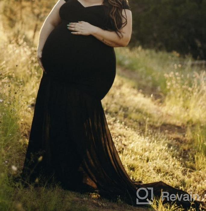 img 1 attached to Gorgeous Off Shoulder Mermaid Gown For Maternity Photo Shoot | ZIUMUDY review by Kanwar Mix