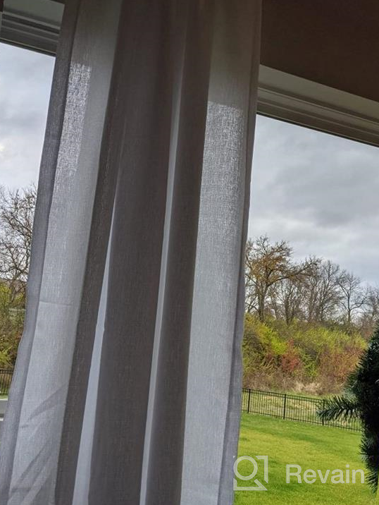 img 1 attached to Melodieux Grey Semi Sheer Curtains 84 Inches Long For Living Room - Linen Look Bedroom Rod Pocket Voile Drapes, 52 By 84 Inch (2 Panels) review by Jesse Bailey