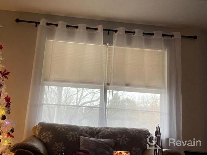 img 1 attached to Ivory Sheer Linen Look Curtains For Living Room & Bedroom - Set Of 2 Panels (52 X 54 Inches), Semi-Transparent Voile Grommet Drapes By DWCN review by Eric Hall