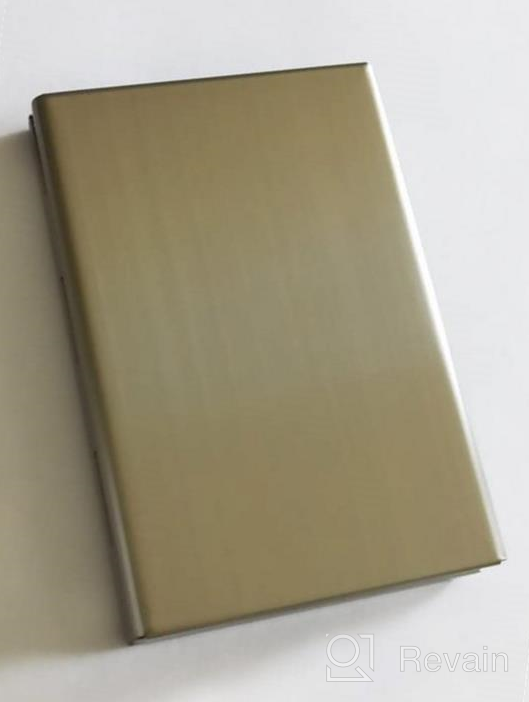 img 1 attached to Secure Your Cards In Style With Our RFID Stainless Steel Credit Card Holder In Gold - Perfect For Men And Women! review by Don Santos
