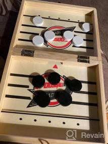 img 6 attached to BAKAM Portable Table Hockey Game - Супер быстрая игра с шайбой для семейной игры Ночное развлечение. Настольные рогатки, игрушки для мальчиков, девочек и взрослых. Настольная спортивная настольная игра с большим дизайном победителя.