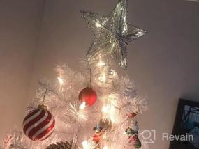 img 5 attached to CVHOMEDECO. Белая звезда на вершине дерева с теплыми белыми светодиодами и таймером для рождественских украшений и праздничного сезонного декора, 8 х 10 дюймов