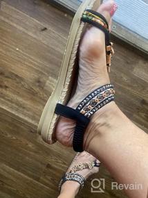 img 8 attached to Women'S Summer Gladiator Sandals, Bohemian Beaded Dress Shoes With Comfortable Open Toe Elastic Ankle Strap Slip On Flats
