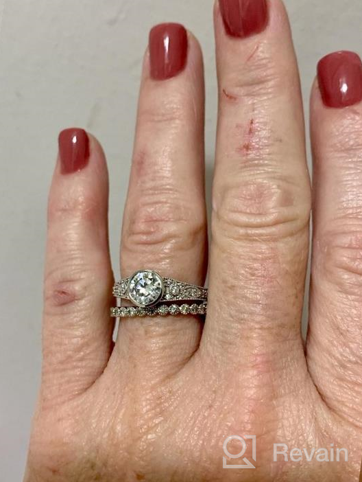 img 1 attached to Kobelli Round Moissanite Bezel Vintage Style Engagement Ring 1 CTW In 14K White Gold review by Michelle Amin