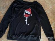 img 1 attached to Women'S Christmas Wine Glass Long Sleeve Shirt With Santa Hat Crewneck Sweatshirt Tunic Pullover review by Greg Muin