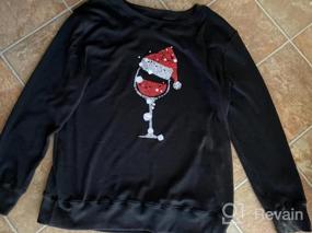 img 4 attached to Women'S Christmas Wine Glass Long Sleeve Shirt With Santa Hat Crewneck Sweatshirt Tunic Pullover