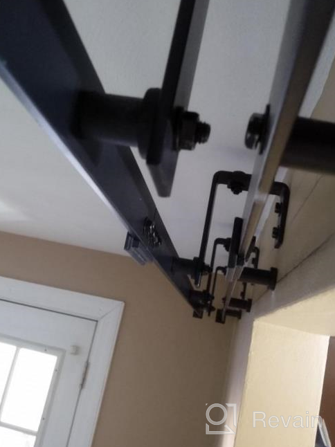 img 1 attached to 🚪 ZEKOO Low Ceiling Wall Mount Double Track Bypass Barn Door Hardware Kit - Ideal for Closet Double Wooden Doors (4FT Bypass) review by Devin Bro