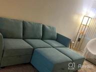 img 1 attached to Modern Bluish Grey U-Shaped Sectional Sofa With Reversible Chaise And Ottoman By HONBAY review by Damian Grotting