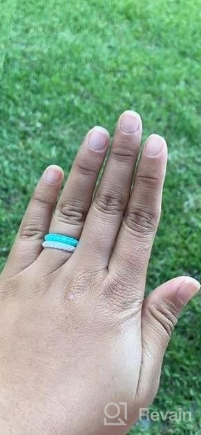img 1 attached to Egnaro Silicone Wedding Ring For Women,Thin And Stackble Braided Rubber Wedding Bands,No-Toxic,Skin Safe review by Jerry Toscano