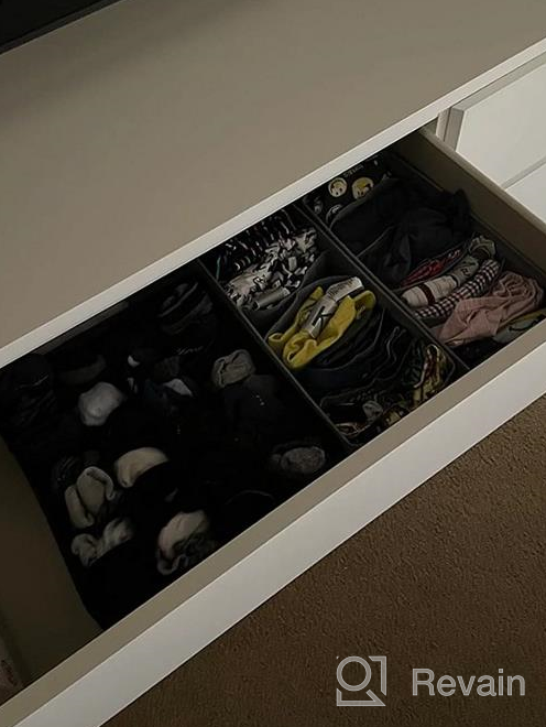 img 1 attached to Joyoldelf Sock Drawer Organizer Divider Underwear Organizer 24-Cell Fabric Dresser Drawer Sock Organizers For Socks Lingerie, Handkerchiefs, Ties (Blended-Grey) review by Larry Cho