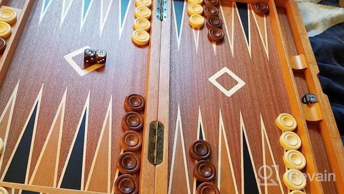 img 1 attached to Woodronic 17 Folding Classic Board Game Backgammon Set - Walnut Mahogany Case, Best Strategy & Tactics Smart Game review by Carlos Melendez