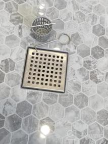 img 5 attached to 6-Inch Square Shower Drain With Quadrato Pattern Grate - Brushed 304 Stainless Steel, Watermark&CUPC Certified, Black | Neodrain