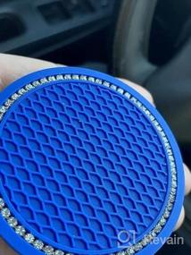 img 5 attached to Bling Car Coasters, Wisdompro 4 Pack PVC Car Cup Holder Insert Coaster - Anti Slip Universal Vehicle Interior Accessories Crystal Glitter Cup Mats For Women And Men (2.75" Diameter, Blue)