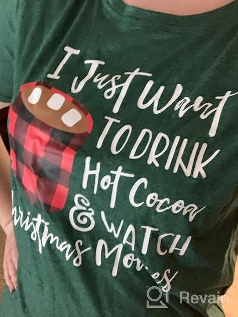 img 1 attached to Cute Christmas Coffee T-Shirt For Women - Funny Graphic Tee For Movie Nights - Crewneck Short/Long Sleeve Top With Cocoa Theme review by Jim Polacek