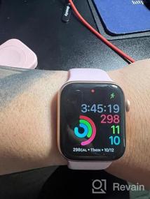 img 5 attached to Портативное беспроводное зарядное устройство, совместимое с Apple Watch Series 8/UItra/7/6/5/4/3/2/SE/Nike, компактное магнитное зарядное устройство IWatch 1000 мАч Power Bank Брелок в стиле подарка вашей маме на день рождения-розовый