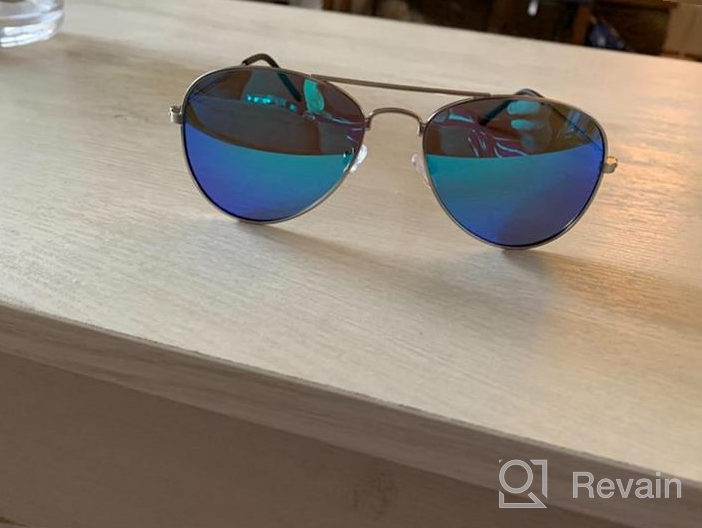 img 1 attached to Stylish and Protective Metal Aviator Sunglasses for Kids Ages 5-12 | OnlyAmazing Eyewear with UV Protection and Mirrored Lens review by Ricky Mayo