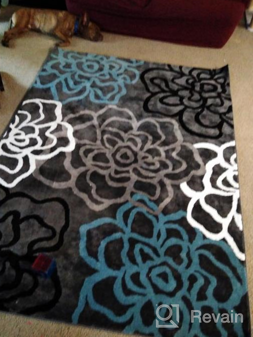 img 1 attached to Modern Abstract Floral Soft Area Rug With Easy Maintenance For Home And Office - 5' 3" X 7' 3," Ideal For Living Room, Bedroom, And Kitchen Decor In Elegant Gray Shade. review by Noe Spooner